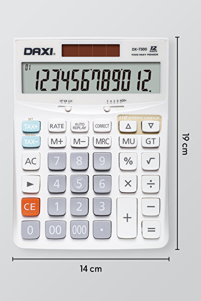 Daxi DX-7300 İŞLEM KONTROLLÜ BÜYÜK BOY HESAP MAKİNESİ, 12 HANELİ