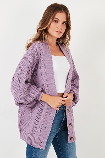 Nazende Stil Cardigan lung tricotat cu decolteu în V cu nasturi 6071349