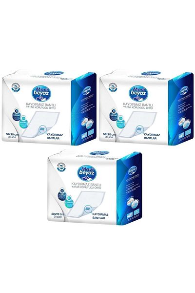 Mavi beyaz Patient Bottom Opening Mattress Protector Cover 60*90 cm 90 Pieces (3pk*30) with Anti-Slip Tapes