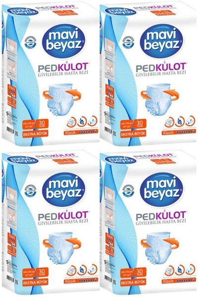 Mavi beyaz Pad Absorbent Panties Xlarge Patient Diapers 30 Pack - 120 Pieces