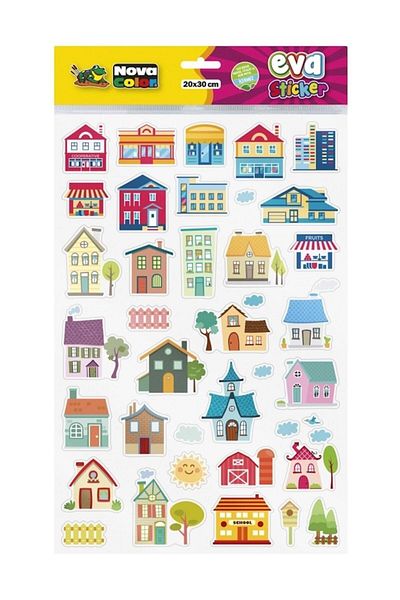 Nova Color Houses Eva Sticker Decal 20x30 Cm (A4) Nc-684