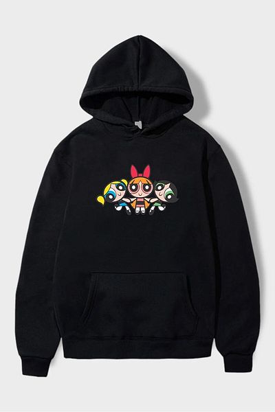 Gofeel Y2K Harajuku - Power Puff Girl Detailed Oversize Hooded Sweatshirt