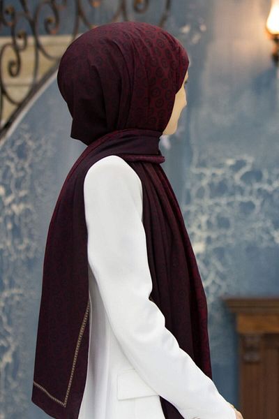Vissona Şal de mătase Medina de lux Roşu Claret-1