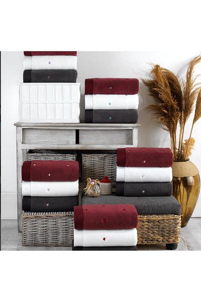 Hobby Lubow Love 70x140 White Embroidered Set of 6 Towels