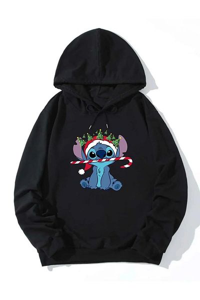 Gofeel سويت شيرت Y2k Harajuku Stitch كبير الحجم بغطاء للرأس بتقنية الجمالية