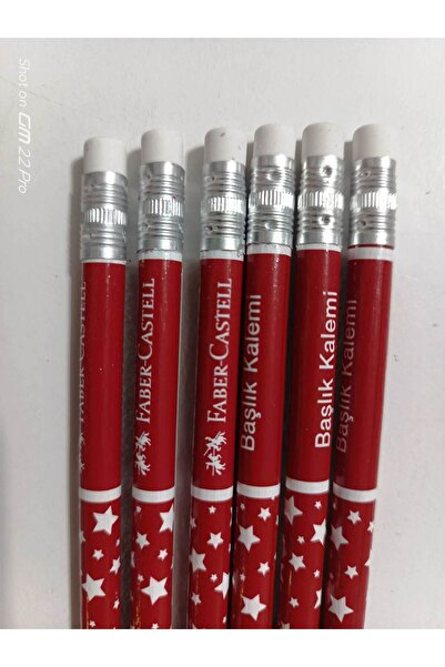 Faber Castell kırmızı kurşun kalem silgili yıldız desenli (6adet)