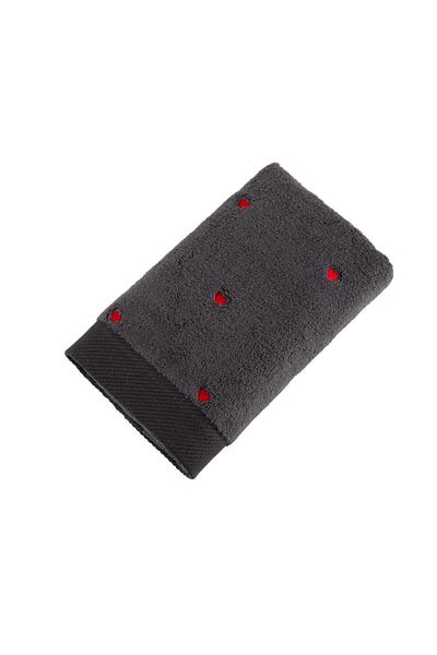 Hobby Lubow Love Dark Gray Red Embroidered 50x90 6-Piece Towel Set