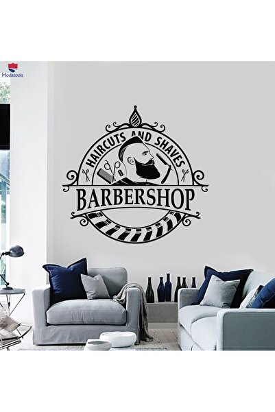Modatools Cam Duvar Sticker Berber Tıraş Saç Kesimi Stilist Moda Erkek Saç Çı...