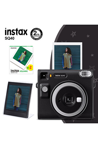 Fujifilm Instax SQ40 Siyah Fotoğraf Makinesi 20li Kare Film ve Pleksi Çerçeve