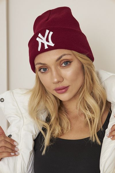 Eke Tekstil Claret Red Unisex Nylon Embroidery Detailed Soft Textured Knitwear Beret