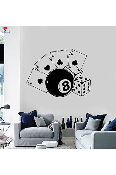 Modatools Oyun Bölgesi Duvar Sticker Oyun Kartları Bilardo Kumar Kumarhane Çıkartmaları