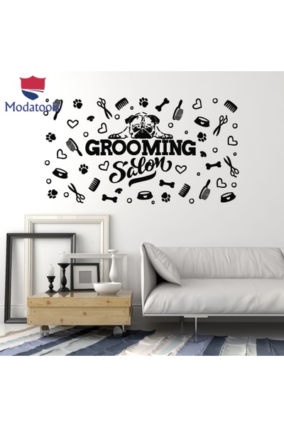 Modatools Cam Dekorasyon Duvar Sticker Tımar Salonu Pet Shop Hayvan Kreş Çıka...