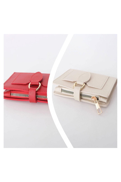 Everglow Jewelry محفظة نسائية بإبزيم وسحاب للإغلاق باللون الأحمر