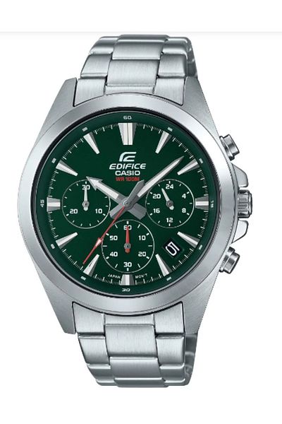 Casio Efv-630D-3Avudf Analog Steel Gray Green Dial 44 mm Men Wrist Watch