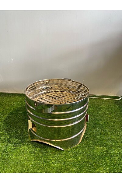 GÖKTÜRKMANGALLARI 30 cm Krom 3 Kapaklı Yuvarlak Mangal