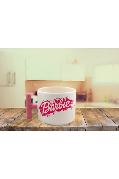 GünayStore BARBIE TEXT PRINTED COLORFUL T HANDLE NESCAFE & LATTE CUP