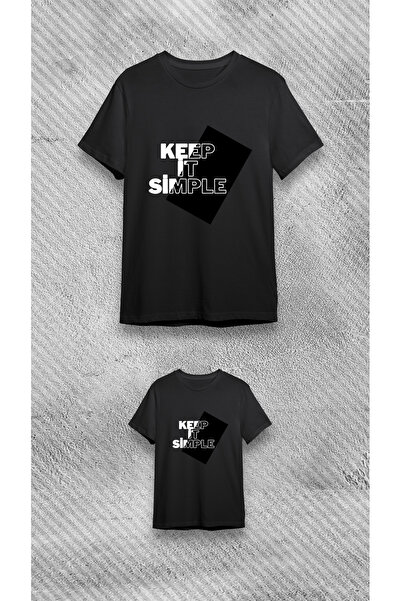 VİZYON İKRA Μαύρο μπλουζάκι Unisex Crew Neck Keep it Simple με στάμπα