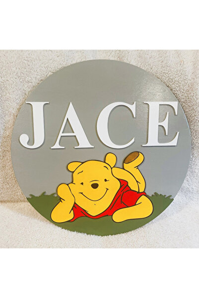 Brand House Winnie The Pooh Temalı Doğal Ahşap 3D Katmanlı Çocuk ve Bebek Kap...