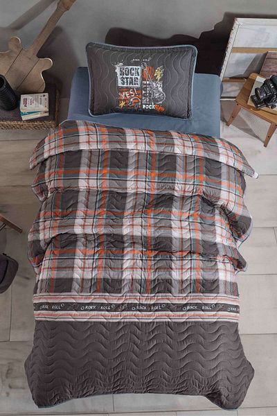 Clasy Ranforce 100% Cotton Single Bedspread Set Rock In Roll