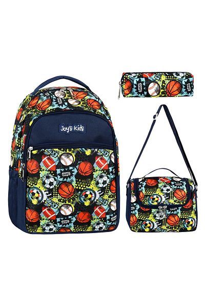 CAKARD Quality Colorful Triple SET Men's School Outing Backpack + Lunch Box + Pen Holder