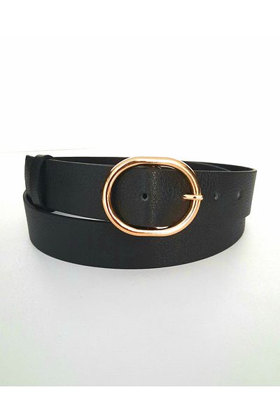 Kemerix Women's Black Gold Buckle Belt