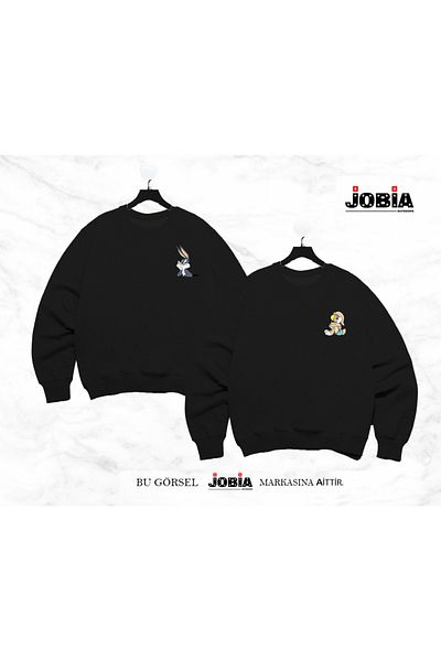 Jobia Outdoors Unisex Γυναικείες Ανδρικές Bugs Bunny Lola Printed Lover Combination Crew Neck 3 Thread Raster Σετ 2 τεμαχίων