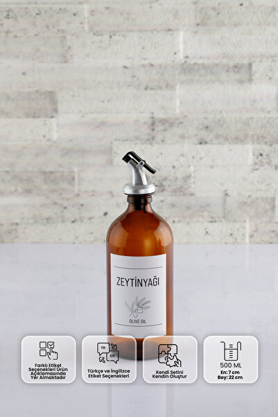 ANJEAHOME Novara Tekli 500 Ml Amber Cam Sızdırmaz Yağdanlık - Yağlık - Sosluk...