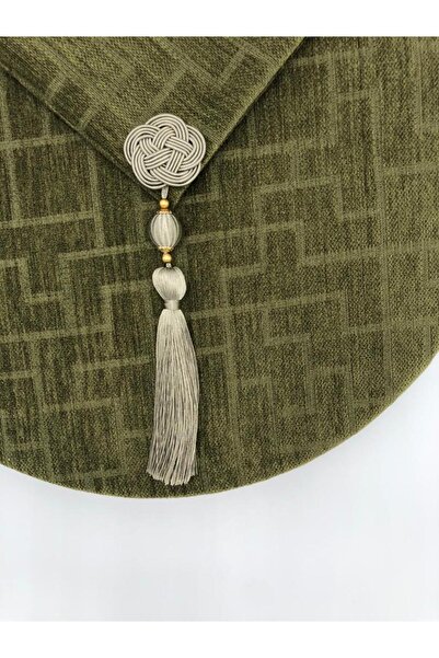 KATMERTEKS 6 Adet Broş Rozetli Püskül Kum Yeşili Renk