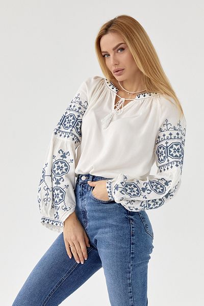 FEMELLE Women's New Season Tasseled Embroidery Cotton Bohemian Blouse