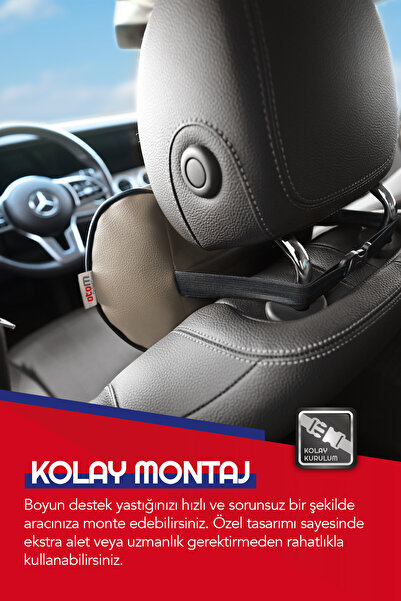 Otom Premium Deri Boyun Destek Yastığı - Bej