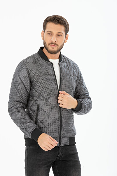 Wise Erkek Nokta Baskılı Baklava Desenli Pilot Şişme Mont