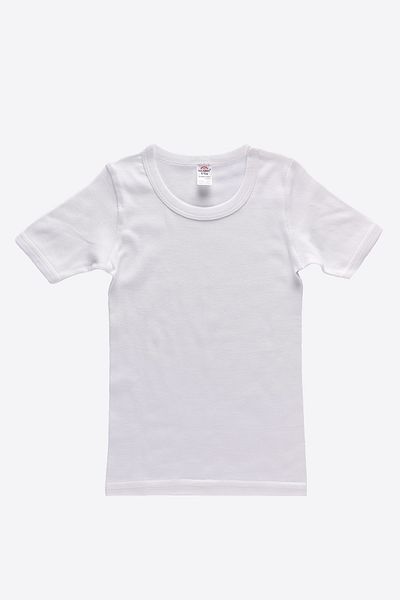 Malabadi Tricou alb pentru băiat, pachet de 3, 100% bumbac, cu gât rotund, cu mânecă scurtă, cu nervuri 90202-e