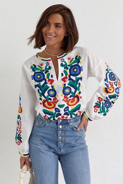 FEMELLE Women's New Season Fully Embroidered Design Vintage Blouse