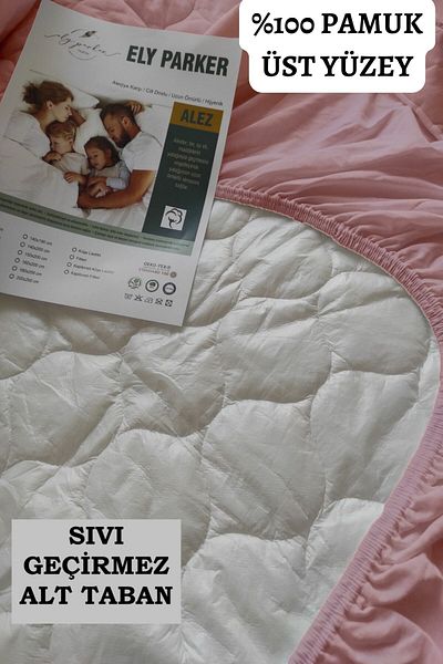 ÇARŞAF DÜNYASI Set de protecție pentru saltea-Lichid Reof-Colorate-3 buc-100% bumbac-matlasat-roz