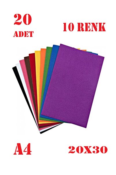 AYMAGNET 20 Adet, Keçe, A4 Boyutunda, 10 Adet Karışık Renk, Hobi Keçesi, Okul...