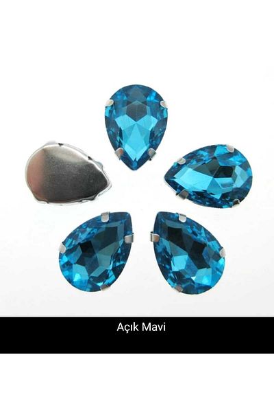 yiğit aksesuar 13X18 (1.8 cm) Light Blue Drop Case Strut Glass Stone 10 Pieces