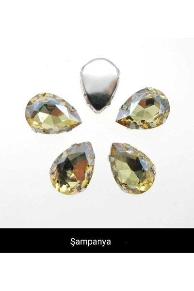 yiğit aksesuar 13x18 (1.8 cm) Cased Glass Stone Champagne 40 Pieces