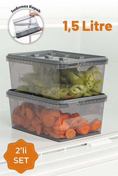 Vienev 2'li 1,5 Litre Block Sızdırmaz Saklama Kabı Seti Antrasit