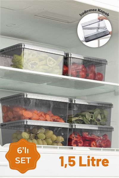 Vienev 6-Piece Anthracite Leak Proof Storage Set with 1.5 Liters Capacity - Bdd-6
