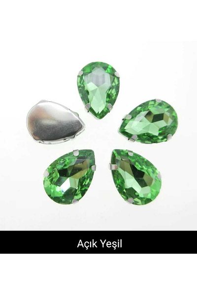 yiğit aksesuar 13X18 (1.8 cm) Light Green Drop Case Planted Glass Stone 10 Pieces
