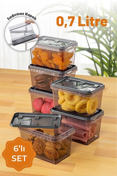 Vienev 0.7 Liter Block - Set of 6 Anthracite Storage Containers