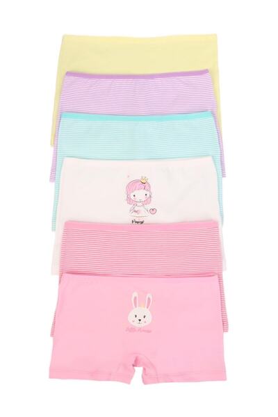 DOMİKİDS بوكسر بناتي قطن ليكرا ملون 6 قطع 89500-90