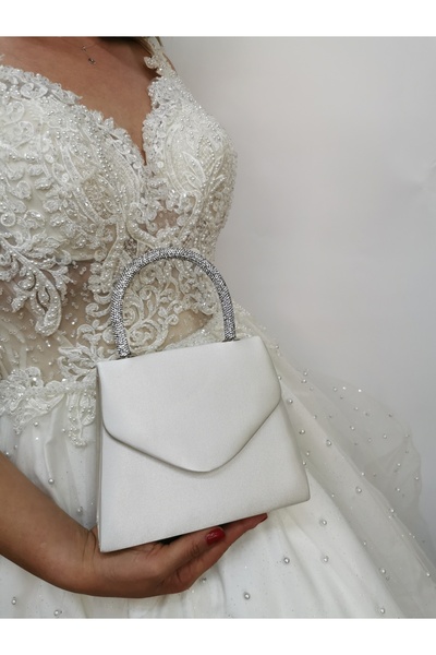 NAZART WOMEN'S SATIN PEARL OF PEARL EVENING DRESS STONE CLUTCH PORTFOLIO HAND WEDDING ENGAGEMENT EVENING BAG