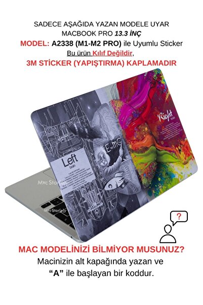 Mcstorey Macbook Pro M1-m2 Kılıf Sticker Yapıştırma A2338 Ile Uyumlu Kaplama Laptop Koruyucu Brainnl