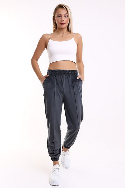 winmoda Γυναικείο Φούτερ Soft Velvet Jogger / Γκρι
