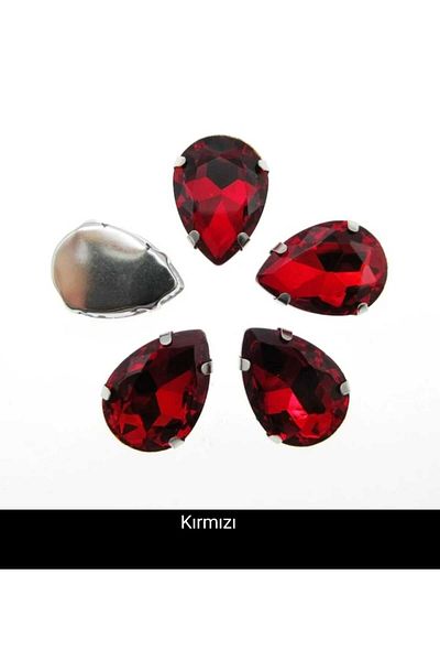 yiğit aksesuar 13X18 (1.8 cm) Red Drop Case Planted Glass Stone 40 Pieces