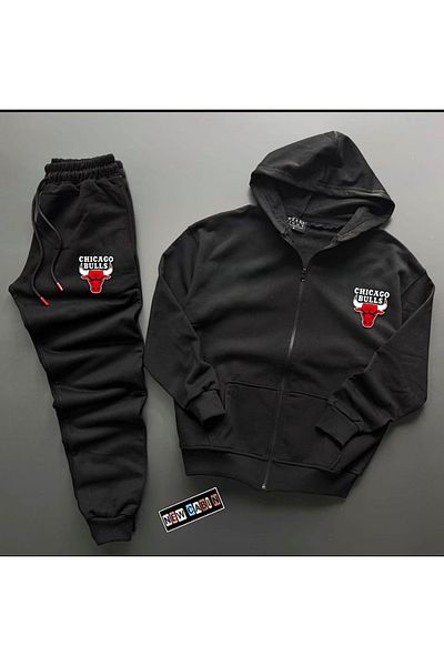 NewCabin Βαμβακερό μπουφάν με φερμουάρ BULLS - Σετ φούτερ 2 τεμαχίων