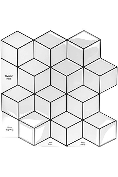 TechnoSmart 1pc 3d Self Adhesive 30cm×30cm Plated Prism White Pvc Wall Kitchen Bathroom