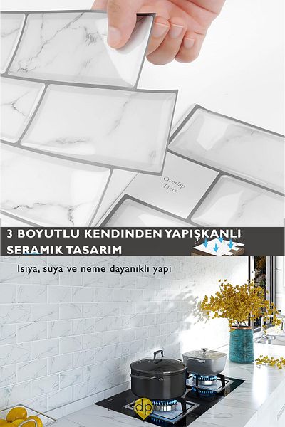 Trendpoint 1pc 3d 30cm×30cm Kitchen Countertop Coating Self Adhesive White Marble Appearance