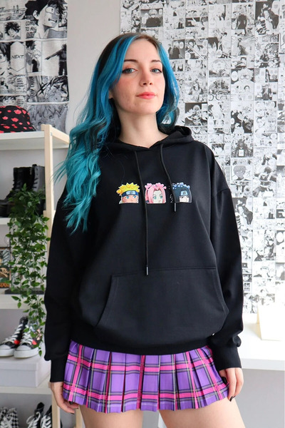 Gofeel Y2k Harajuku Trostruki Anime Detalj Oversize kroj Sa kapuljačom Tehnič...